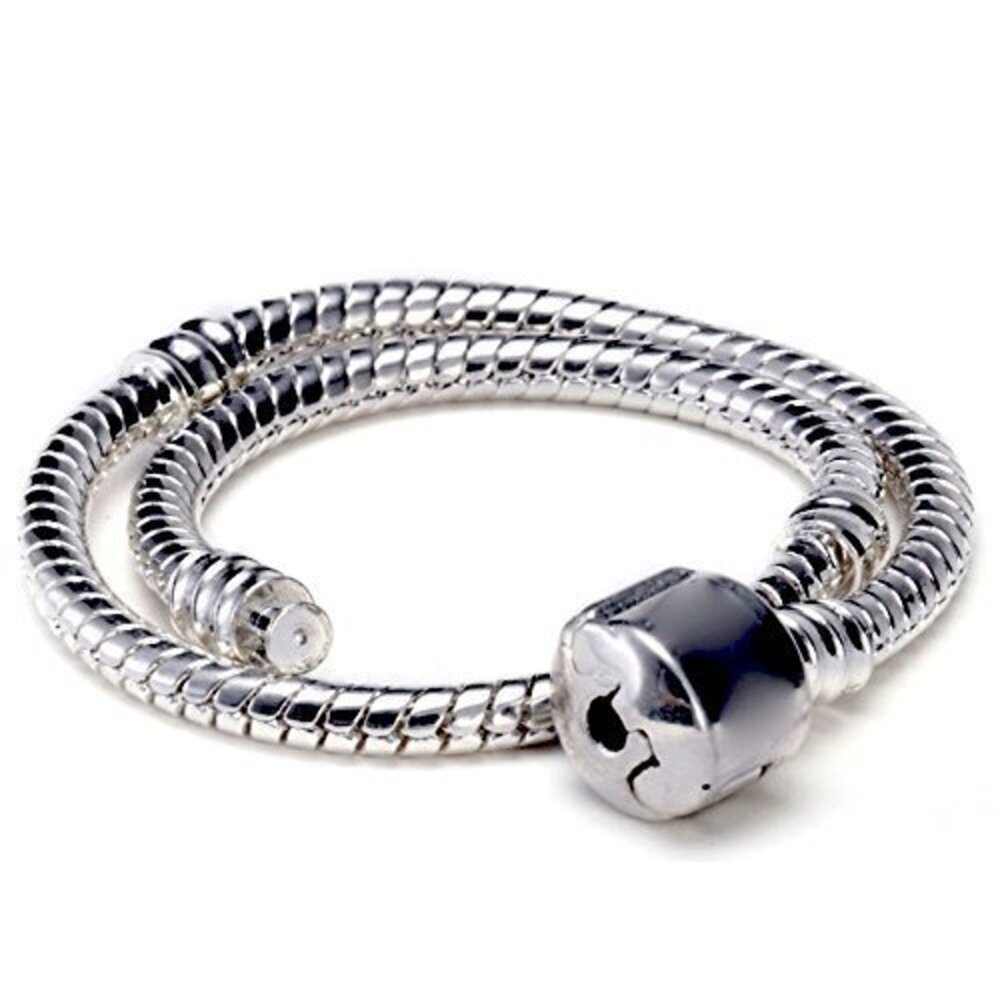 8135 10pcs 6.3" Silver Color Clasp European Snake Chain Charm Bracelet fit